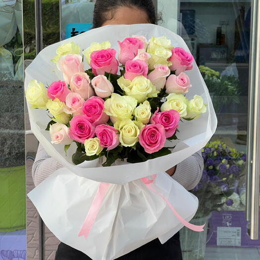 Розовый сорбет Люкс - 31 роза