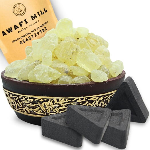 AWAFI MILL Белая копаловая смола для благовоний | Треугольные угольные таблетки - упаковка 120 г с 20 угольными таблетками