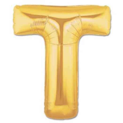 Золотой фольгированный шар-буква Т
