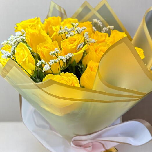 Sunshine Yellow Rose Bouquet – Bright Floral Gift of Joy and Friendship
