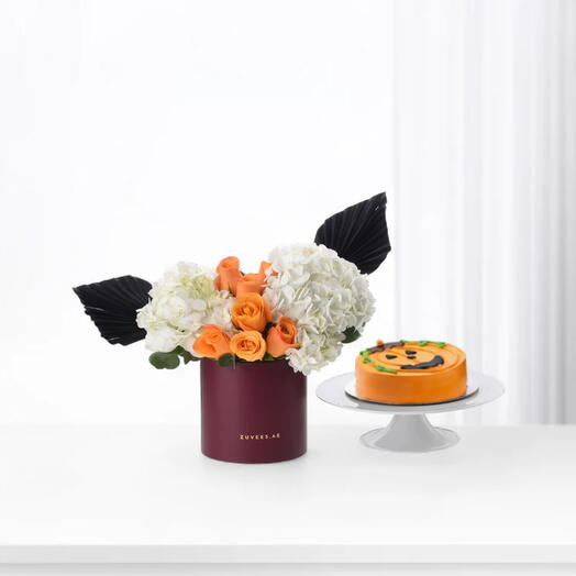 Golden Pearl Bloom Box with Happy Jack Chocolate Cake