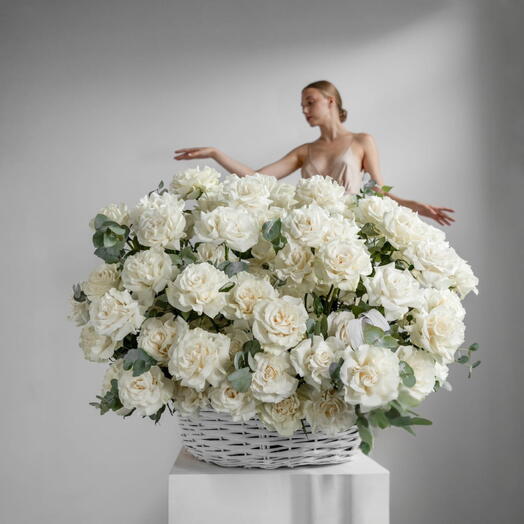 She Said White- XL 101 White Rose Basket