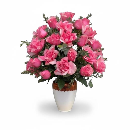 Роскошный горшок с розами