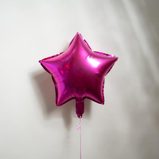 Тёмно-розовый фольгированный шар в форме звезды-7455