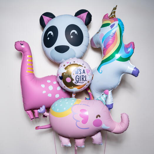Набор фольгированных шаров «Милые детёныши — Это девочка»  7447