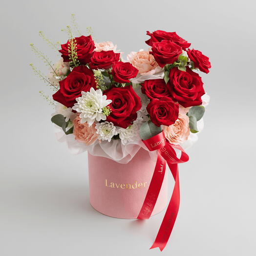 Red and Pink Rose Box | Luxury Julietta Flower Delivery UAE