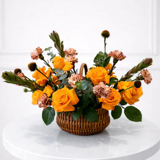 Panier de roses Sunshine