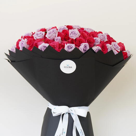 Dark Pink And Purple Roses Midnight Flora Bouquet