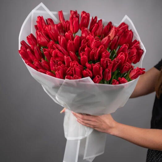 55 tulips bouquet On fire