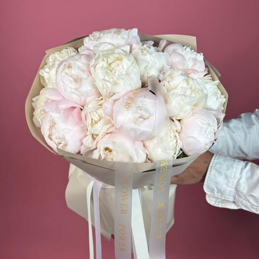 Blush Pink: Medium Size Bouquet of 15 Peonies