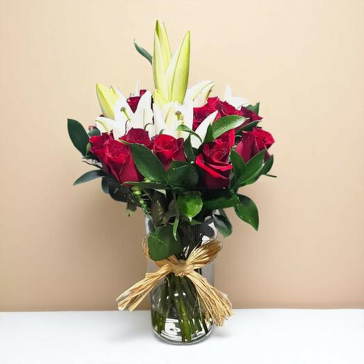 Roses and Lilies Vase