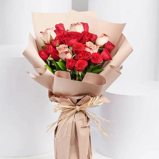 Cappuccino   Red Roses Bouquet
