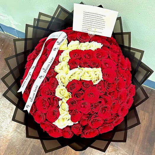 101 Red Roses Bouquet with nama latter