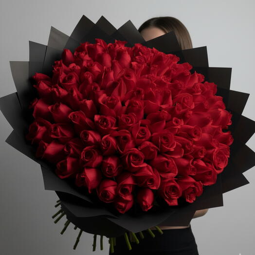 100 Red Roses Bouquet - Premium