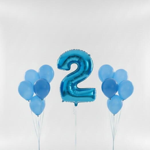 Happy Birthday Blue Number Two Balloon Set – 40 Inch