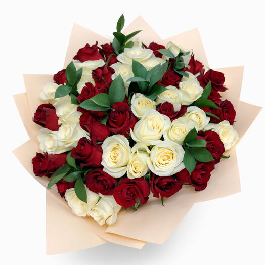 51 Red And white Rose Mixed Bouquet