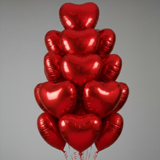 15 Red Heart Foil Balloons – 18 Inches