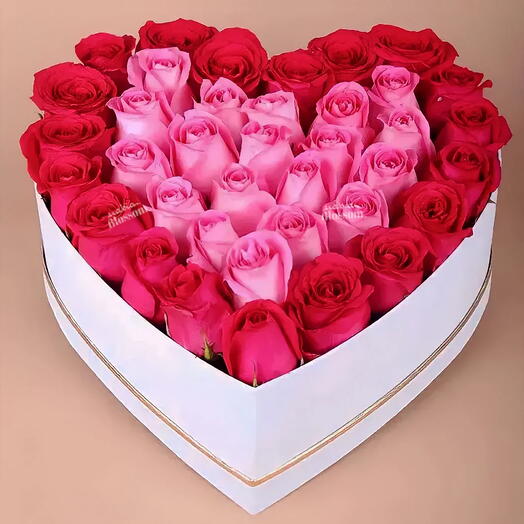Caja de 40 rosas rojas y rosadas