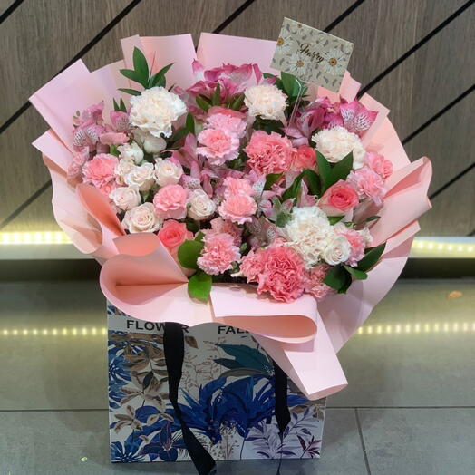 Pink Premium Mix Flowers in a Bag