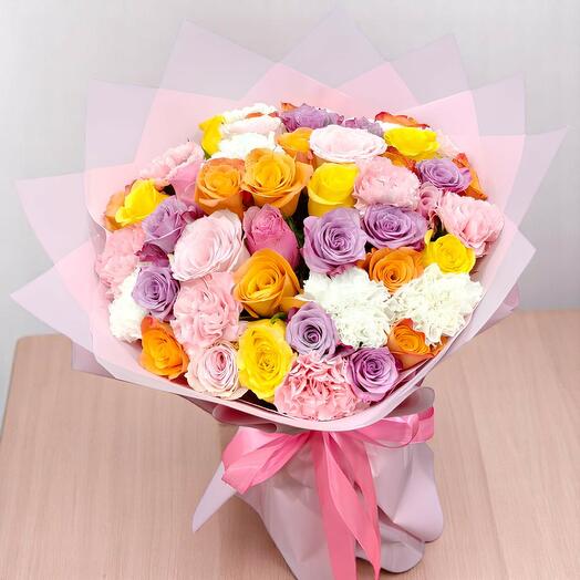 Blooming Bliss - Vibrant 51Mixed Roses Bouquet