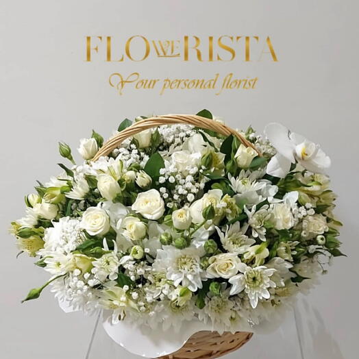 White Flowers Basket