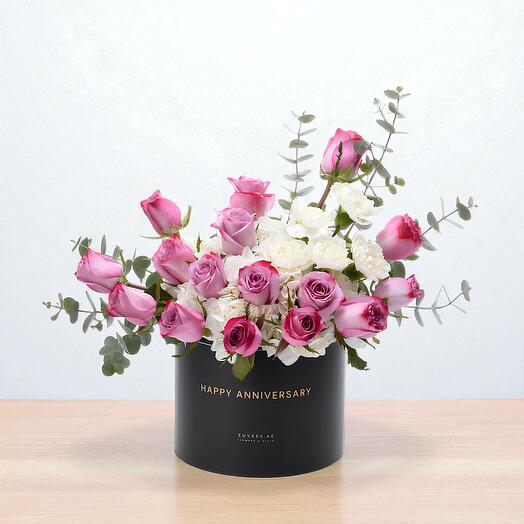 Coffret floral d'anniversaire Améthyste Royale