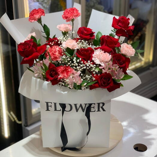 Red Mix Flowers in a Box