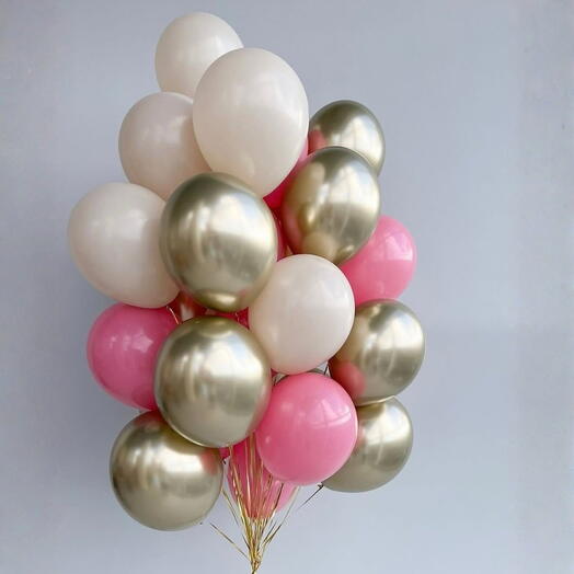 21 Rosa empolvado, Blanco   Set de Globos Elegancia Dorada