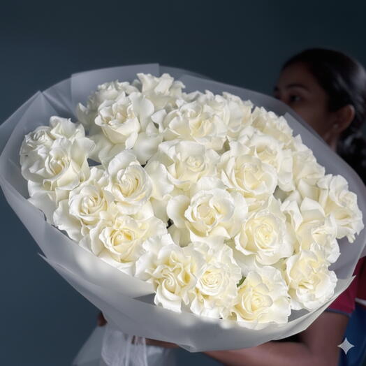 Ramo de 21 rosas blancas abiertas - Ecuador