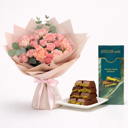 Pink Roses   Pistachio Kunafa Treat