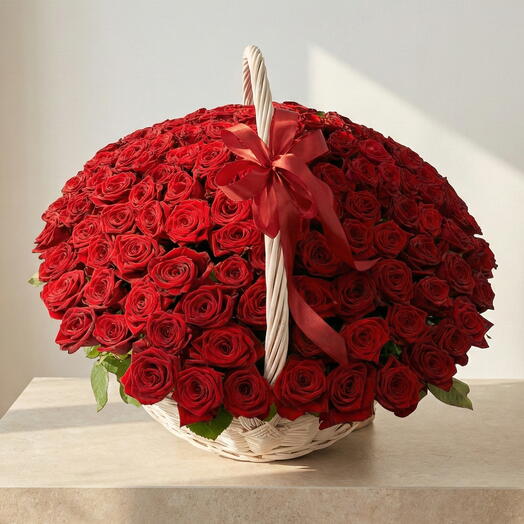 151 Luxury Red Roses Basket – Premium Grand Arrangement