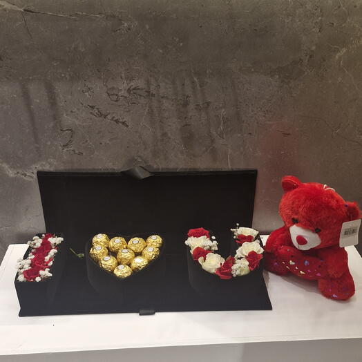 черная бархатная валентиновая коробка «Любовь»