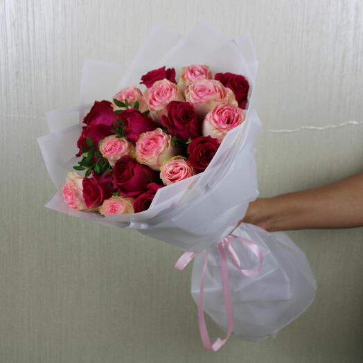 Dark Pink with Pink Shade Rose Bouquet 1107