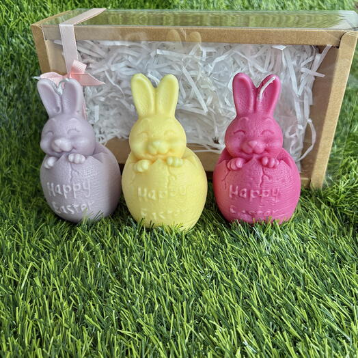 Набор из трёх свечей «Пасхальный зайчик»