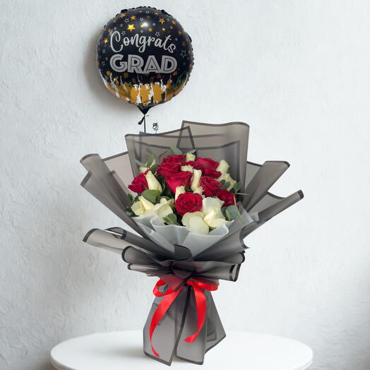 Выпускная грация – роза   комплект с шаром