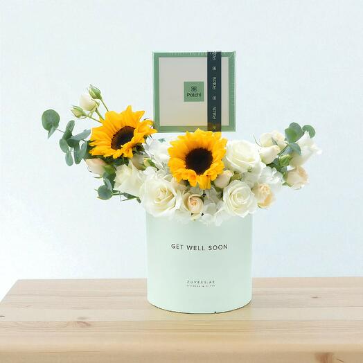 Indulgence ensoleillée – Coffret floral Bon rétablissement