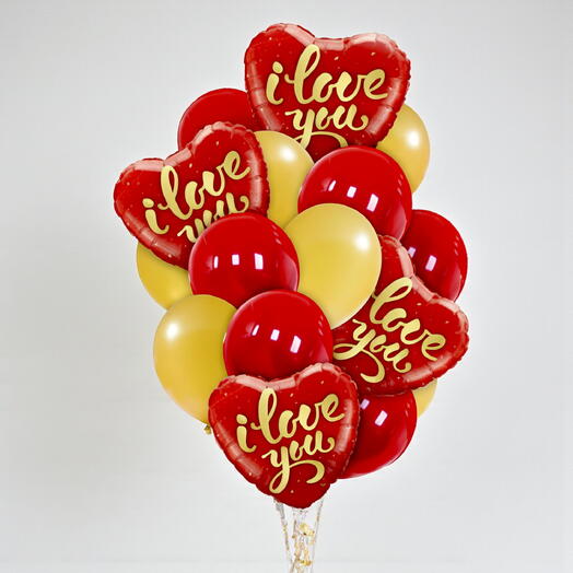 Набор фольгированных шаров «Я люблю тебя» | 16 гелиевых шаров любви   Романтика (100% перерабатываемый)