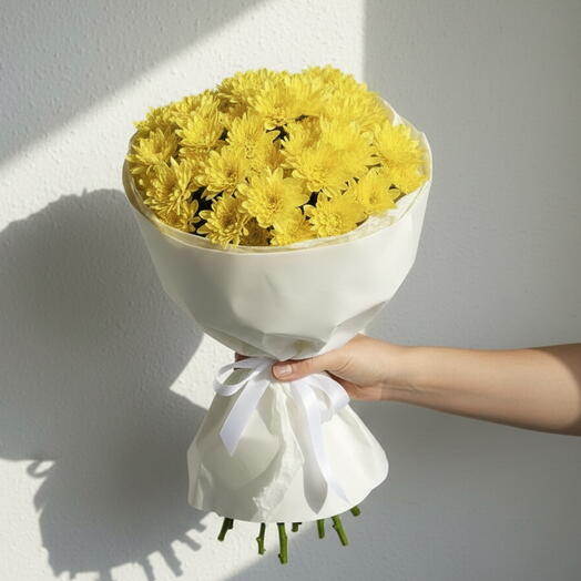 Солнечная радость | 15 жёлтых хризантем