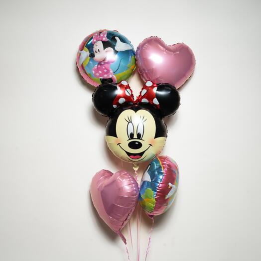 Cute Minnie Mouse Hearts Foil Balloon Bouquet 7375