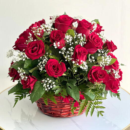 20 Red Roses Basket