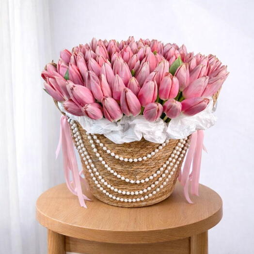 Люкс Тюльпан Розовый 150