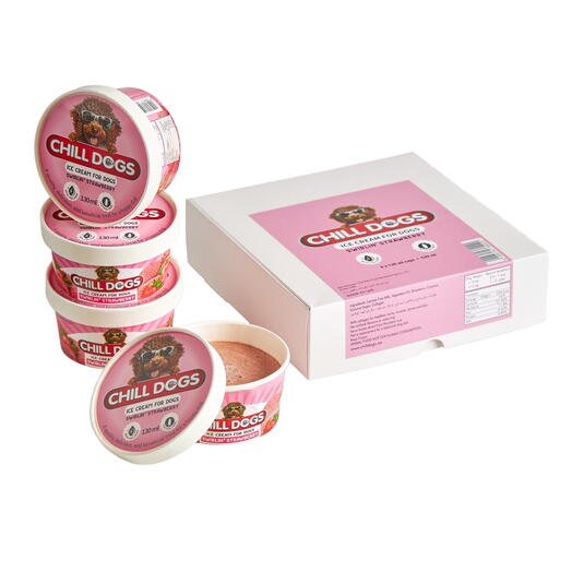 Chill Dogs Ice Cream Swirlin Strawberry Box 130ml X 4 Cups