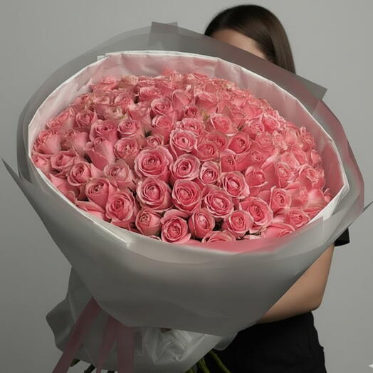 100 Pink Rose Standard Bouquet - Elegance