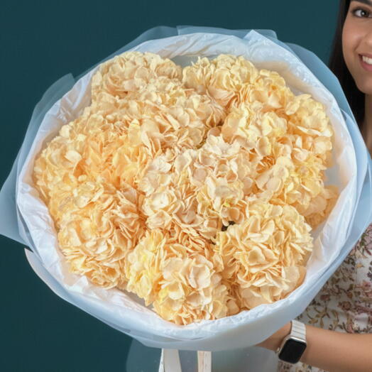 9 Peach Premium Hydrangea Bouquet