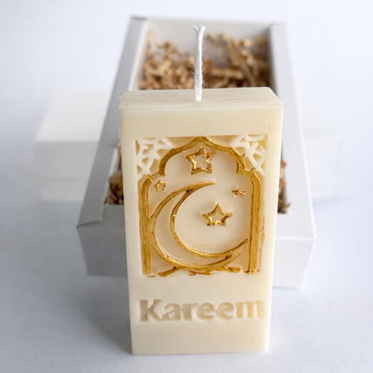 Свеча-блок «Рамадан Карим» – исламский полумесяц и звезда, подарок на Рамадан и Ид