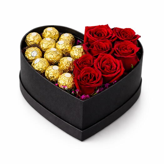 Roses   Chocolates in a Heart shape box