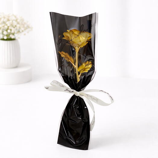 Premium Golden Foil Rose – Elegant Faux Flower for Gifts   Decor