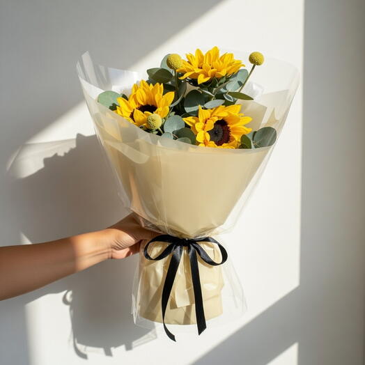 Sunny Summer – Sunflower Bouquet with Eucalyptus
